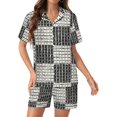 thumbnail image 1 of PRIYAL Ensembles de Pyjama pour Femmes Motif Texturé à Carreaux Satin Soie Manches Courtes Chemises et Pantalons Ensemble, 1 of 6