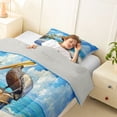 thumbnail image 3 of jejeloiu Coastal Pelican Twin Comforter Sets,Seaside Art Print Bedding Set For Boys,Blue White,Light Gray Reversible,2 Pieces,1 Comforter and 1 Pillowcase, 3 of 7