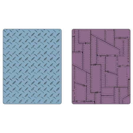 Sizzix Texture Fades Embossing Folders 2PK - Diamond Plate & Riveted Metal Set by Tim Holtz