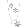 thumbnail image 1 of Delight Jewelry April - Clear Crystal Bicone Silver tone Snowflake Charm Necklace and Stud Earrings, 1 of 4