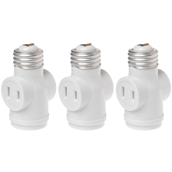 E26 Light Bulb Socket to 2 Polarized Outlet Adapter – Convert Light Socket to 2 Prong Outlet Plugs | 3 Pack