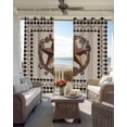 thumbnail image 4 of Western Texas Star Vintage Blackout Curtains, Light Blocking Print Window Curtains, Rustic Wreath Black Beige Plaid Thermal Insulated Window Drapes for Living Room 2 Panels, 104"W x 96"L, 4 of 9