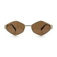 thumbnail image 3 of Hipster Diamond Shape Hustler Metal Rim Retro Fashion Sunglasses Gold - Brown, 3 of 7