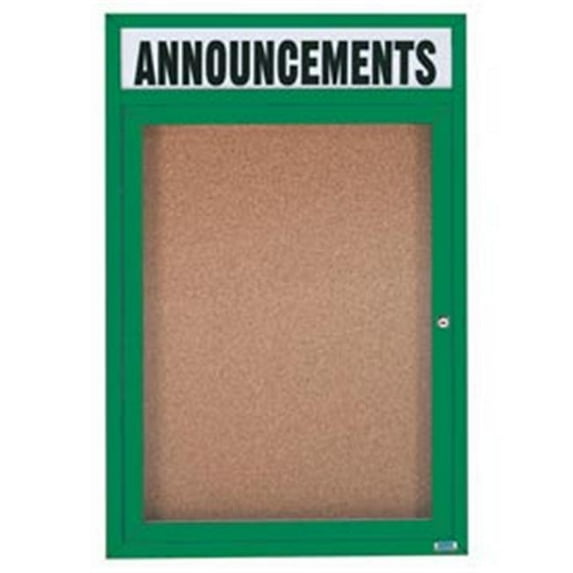 Aarco Products DCC4836RHG 36 in. W x 48 in. H Enclosed Aluminum Bulletin Board with Heater - Green