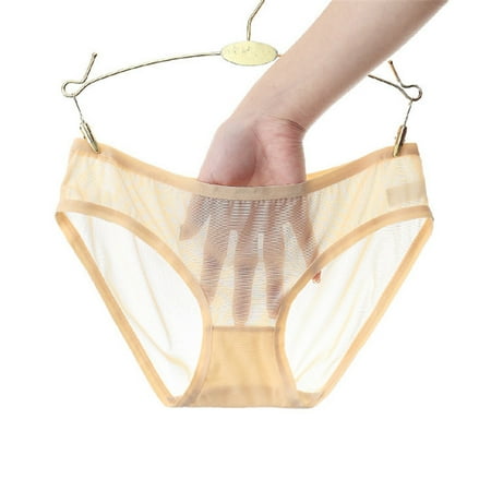 

Cathalem Sheer Panties Womens Low Waist Sheer Mesh Briefs Cute Seamless Panties For Women Womens Underwear Underpants Beige Medium