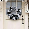 thumbnail image 5 of Hvmvliv Halloween Rose Wreath with Crow and Bow, Front Door Hanging Wreaths for Porch Halloween Decoration Black, 5 of 6