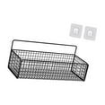 thumbnail image 1 of Organizador de pared colgante, cesta colgante de alambre, cesta de alambre de acero resistente para manualidades Negro L con pegatina, 1 of 9