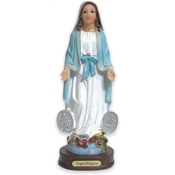 6" Our Lady of Grace Miraculous Medals Statue Figure Imagen Virgen Milagrosa Estatua Religious Gift