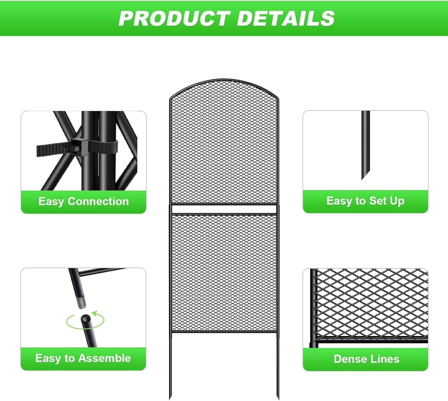 Decorative Garden Fence 10 Pack, 37.5in(H) x 10.8ft(L) Animal Barrier Rustproof Metal Fencing for Yard Dog Rabbit Wire Edging