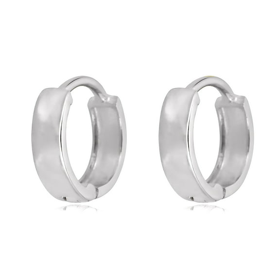 AVORA 10K White Gold Classic Huggie Hoop Earrings