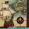 5PK Pirate's Map Lunch Napkins ,Item per pack: 16per pack