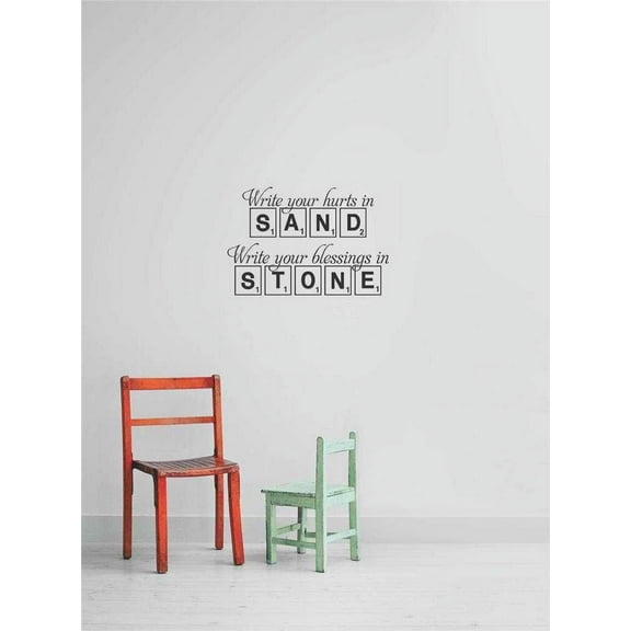 Do It Yourself Wall Decal Sticker Design Pieces Write Your Hurts In Sand, Write Your Blessings In Stone Inspirational Life Love Quote 10x20