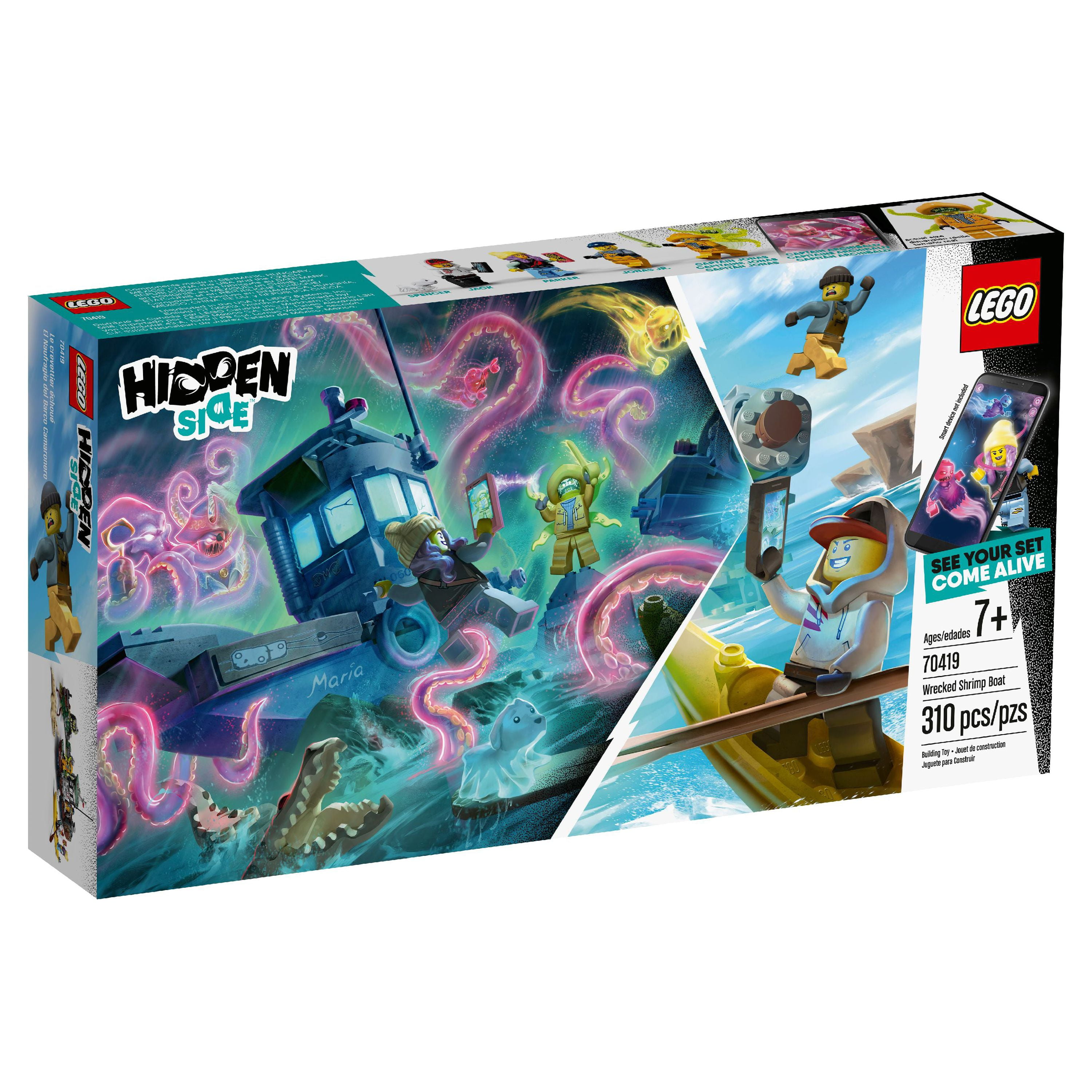 LEGO Hidden Side AR Wrecked Shrimp Boat 70419 with Alligator Set 310 Pieces Walmart
