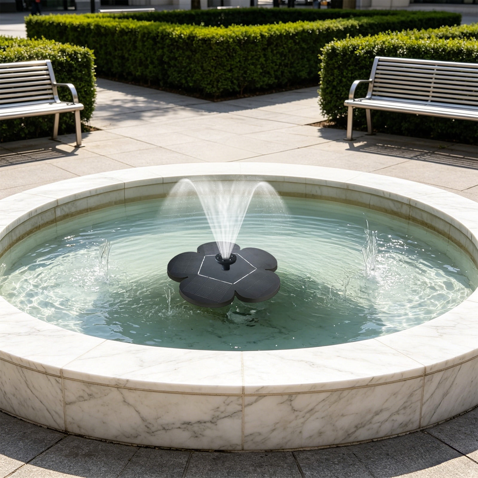 Solar-Powered Outdoor Water Fountain, Automatic Solar Floating Spout Weather-Resistant Compact Fountain for Courtyard Garden Pool Pond Bathroom Outdoor Landscaping, B