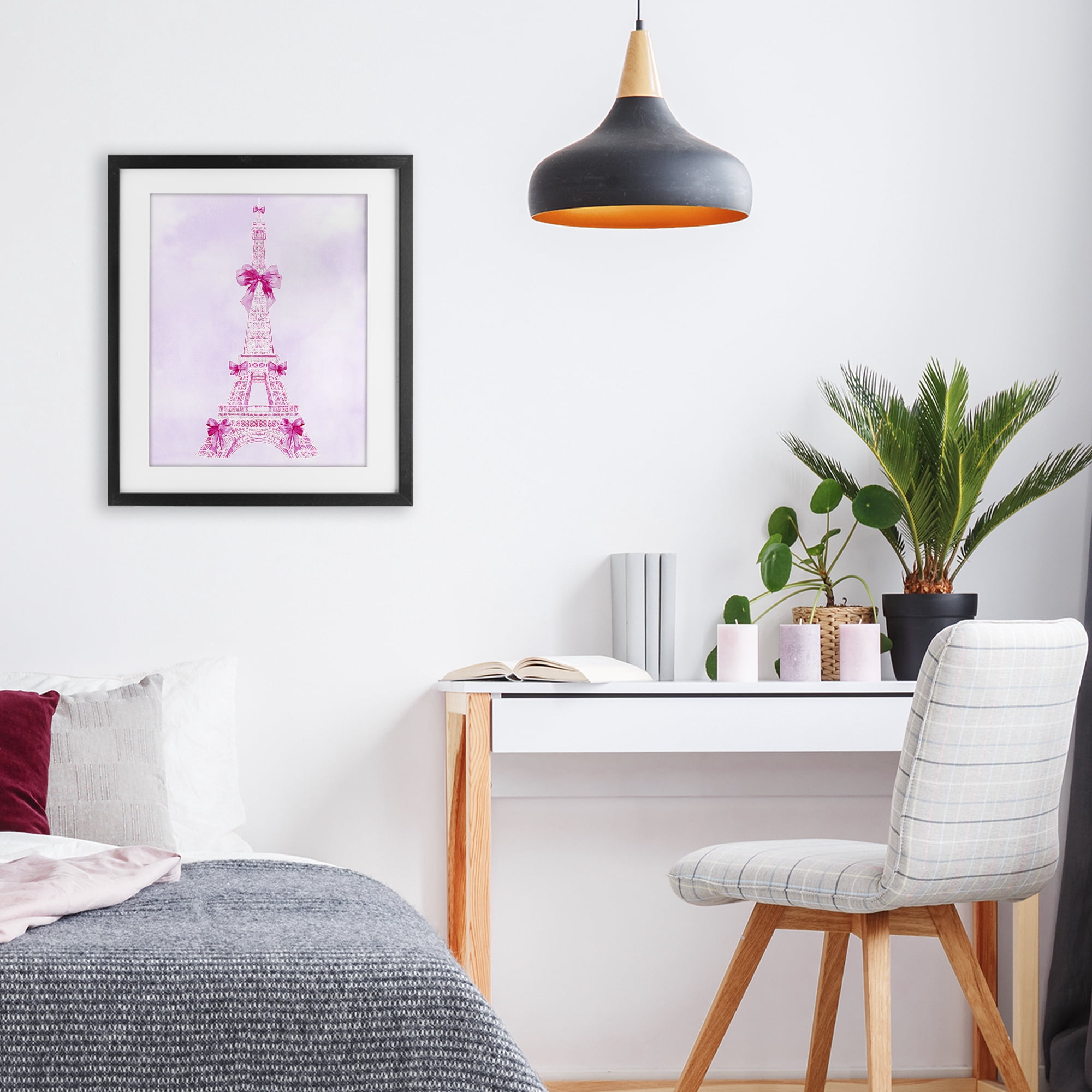 Stupell Industries Ribbon Bedecked Eiffel Tower Black Framed Print Under Glass, design by Ziwei Li
