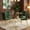 green chair, variant on Sumdeal 5-Piece Dining Room Set - Modern Tempered Glass Dining Table with Four Velvet Chairs, Sturdy Metal Frame, Suitable for Kitchens, Dining Rooms, and Offices.