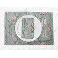 thumbnail image 1 of S4Sassy Green Blossom & Peony Floral Everyday Washable Placemats With Napkins Dining Table Decor, 1 of 3