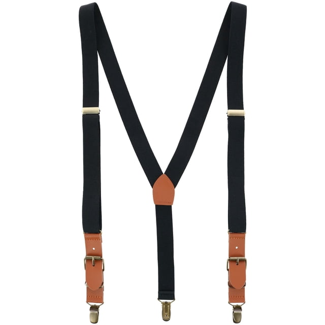 CTM® 1 Inch Wide Suspender with Faux Leather Buckle and Clip-Ends (Men's)
