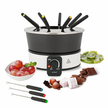 NutriChef PKFNMK26 - Cheese & Chocolate Fondue Maker - Electric Countertop Fondue Melting Pot Warmer with Dipping (Best Way To Melt Chocolate For Dipping)