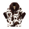 thumbnail image 2 of Fewfanhot Faux Fur Trim Cute Cow Print Poncho Cape, Warm Fleece Lined Open Front Wrap Coat for Women Winter, 2 of 5