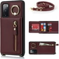 thumbnail image 2 of Samsung Galaxy S20 FE Phone Case with Card Holder for Women, Phone Case Galaxy S20 FE Wallet with Strap Credit Card Slots Crossbody with Kickstand Zipper Case for S20 FE - Red Wine, 2 of 9