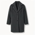 thumbnail image 3 of Kukoosong Women's Lapel Collar Sherpa Trench Coat, Mid Length Single Button Fuzzy Fleece Jacket with Pockets, Fall Winter Casual Outerwear Coat Daily Outfits, 3 of 5