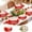 Red, variant on Christmas Oval Paper Plates Disposable Dinner Plates Red White Paper Plates with Snowflakes Christmas Trees Elks Prints Waterproof Oil Resistant Christmas Party Supplies