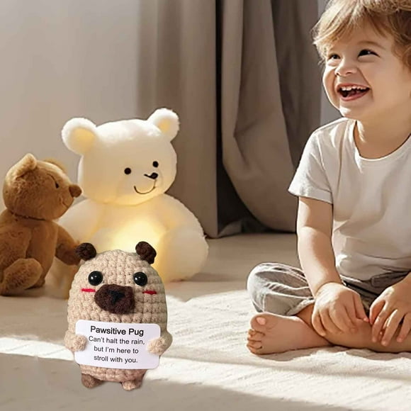Active Crochet Lapdog Mini Active Animal Cute Knitted Dog Toy Good Luck Support Knitted Knitted Active Doll Handheld Support Card For Emotional Encouragement Decoration
