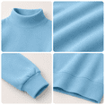 thumbnail image 4 of Women Mock Neck Sweatshirt Oversized Drop Shoulder Turtleneck Soft Long Sleeve Solid Color Pullover Casual Fall Everyday Tops Blue XL, 4 of 8