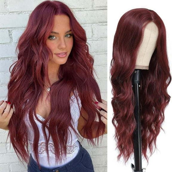 Zhuge Wavy Wig No Bangs Middle Parted Cosplay Hair for Daily Party,28in，A22