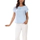 thumbnail image 1 of INSPIRAR CHIC Estilo Top de Manga Corta para Blusas Casuales de Mujer con Frente Plisado Cuello Redondo Camisetas Básicas de Verano M Azul Claro, 1 of 6