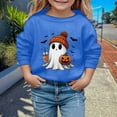 thumbnail image 2 of Wuxian Children'S Halloween Sweatshirt Casual Pullover Funny Ghost Pumpkin Graphic Top Blouse Crewneck Long Sleeve Loose Fit Tops,Blue,11-12 Years, 2 of 4