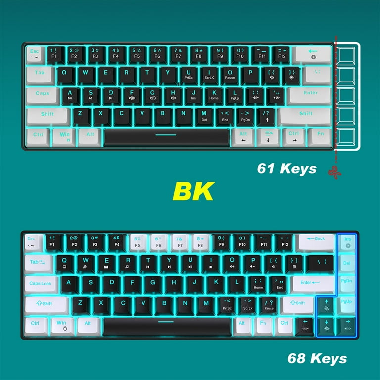 V800 Mechanical Gaming Keyboard LED Backlit Compact 68 Keys Mini