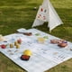 thumbnail image 4 of Manta de picnic estilo nórdico a cuadros de tela Oxford gruesa, plegable, para exteriores, multijugador, gris y verde, 150 x 200 cm/59,1 x 78,7 pulgadas, 4 of 6