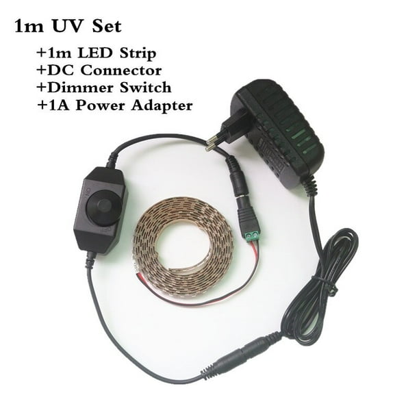 Tira de luces Led ultravioleta de 12V, luz negra, cinta LED, lámpara Flexible púrpura, interruptor de atenuación y adaptador de corriente de 12V Xemadio 2025913-1