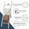 thumbnail image 5 of 6-Tier Wood Blanket Ladder, 57.5" Rustic Throw Quilt Blanket Rack & Decorative Wall-Leaning Wooden Ladder Shelves for Farmhouse Decor Bathroom, White, 5 of 8
