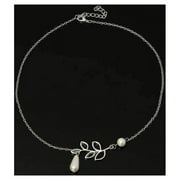 Pearl Droplet Thread Necklace 14K White or Yellow Gold plated for Woman White Pearl