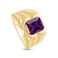 thumbnail image 4 of AFFY 8x10 mm Simulated Birthstone Men's Ring Amethyst In 14K Yellow Gold Plated 925 Sterling Silver. Ring Size 9.5, 4 of 6