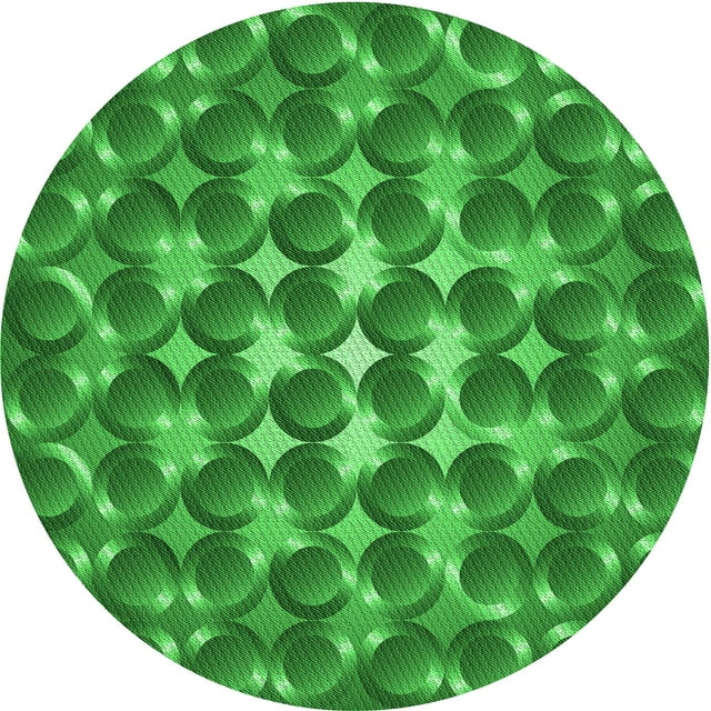 Ahgly Company Tapis Rond Lavable en Machine Intérieur Transitionnel Vert, 3 Pieds Rond