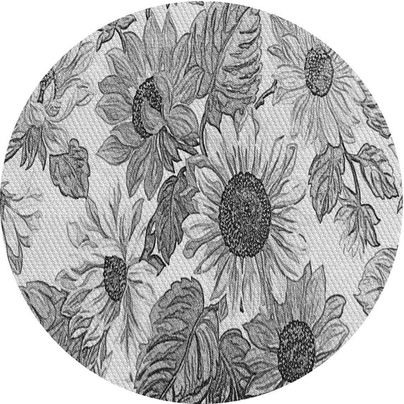 Ahgly Company Machine Washable Indoor Round Transitional Platinum Silver Gray Area Rugs, 3' Round
