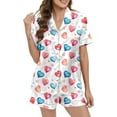 thumbnail image 3 of FUNDUFI Pajama Set For Women Short Sleeve Laepl Valentine's Day Love Heart Printed Shirts Shorts 2Pcs Pajamas Set Soft Lightweight Loose Fit Sleepwear Sets Comfy Women's Pjs Sets, 3 of 6