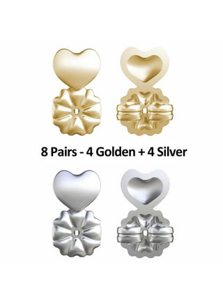 12pcs Earring Lifters Adjustable 18K Gold Plated Hypoallergenic Earring  Backs for Droopy Ears, Heart-Shaped, Crown & Butterfly Style Earring Backs  for