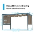 thumbnail image 2 of Aoodor 13 x 10 ft Outdoor Pergola with Retractable Shade Canopy, Dark Gray Matte Aluminum Frame, 4 Pieces Roller Shade Curtain, Grape Trellis Pergola for Patio Backyard and Deck - Brown, 2 of 8