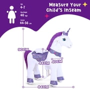 PonyCycle Kid-Powered Ride-On Unicorn Toy, No Battery, Hand Brake, Ages 4–7, Purple, E413