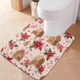 thumbnail image 3 of U-Shaped Toilet Mat Plush Bathroom Rug Mat Non Slip Bathroom Mats Houses and Flowers, 3 of 5