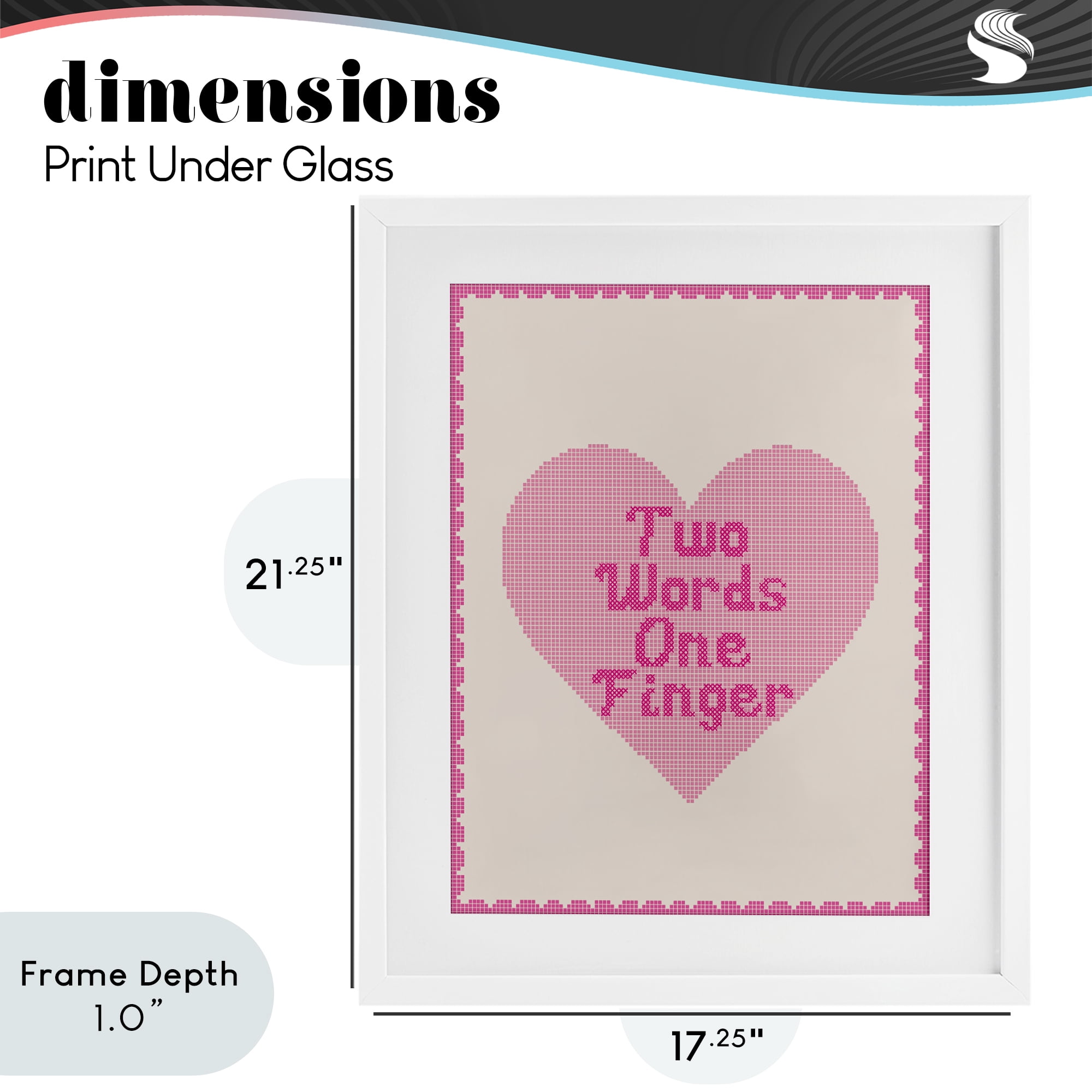 Stupell Industries Two Words One Finger Heart White Framed Print Under Glass, design by Lil' Rue