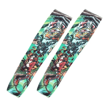 Unique Bargains Freak Pattern Fake Tattoo Oversleeve Stretchy Arm Sleeves - Walmart.com