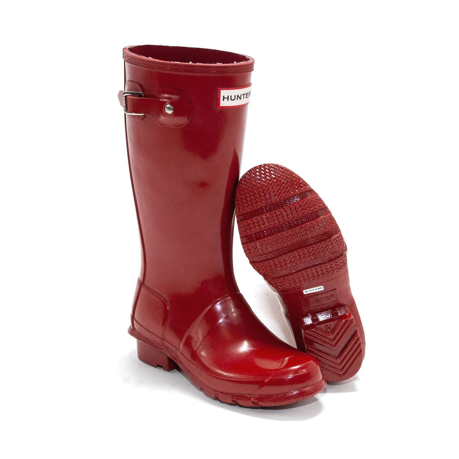 Hunter Girls Original Gloss Rain Boot, Military Red,1 M US