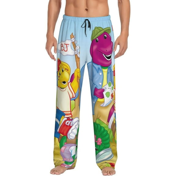 Barney And Friends Pajama Pants for Men, Super Soft All over Print Lounge Pants Sleepwear Bottom with Pockets Drawstring