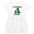 thumbnail image 3 of Inktastic My Auntiesaurus Loves Me Girls Toddler Dress, 3 of 5